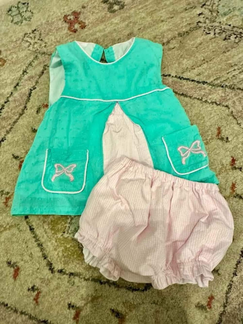 Toddler Aqua Dress with Pink Bloomers - Matching Two-Piece Set